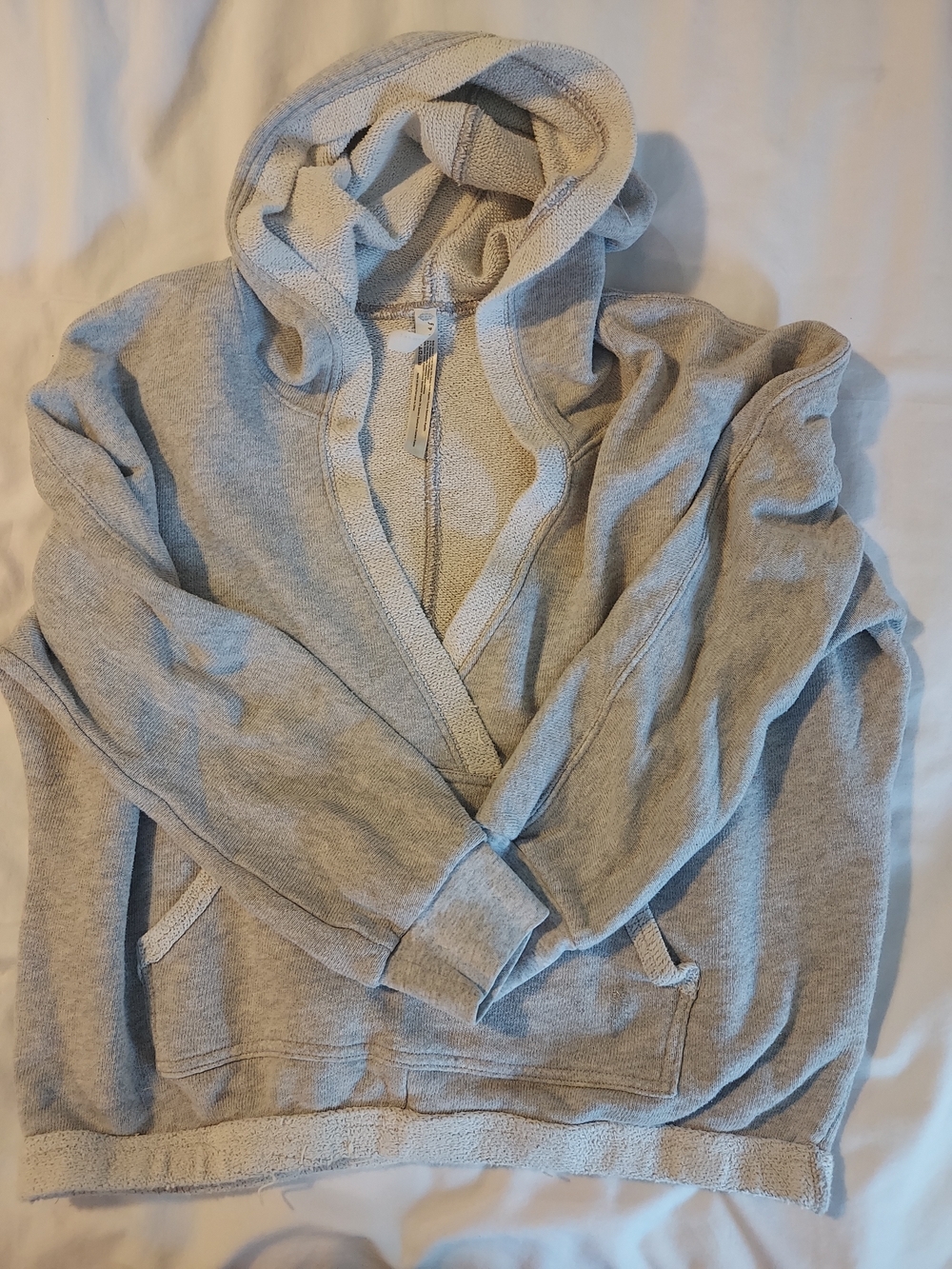 Free People Movement Reyes Wrap Crop Hoodie Heather Grey - Picture 8 of 9
